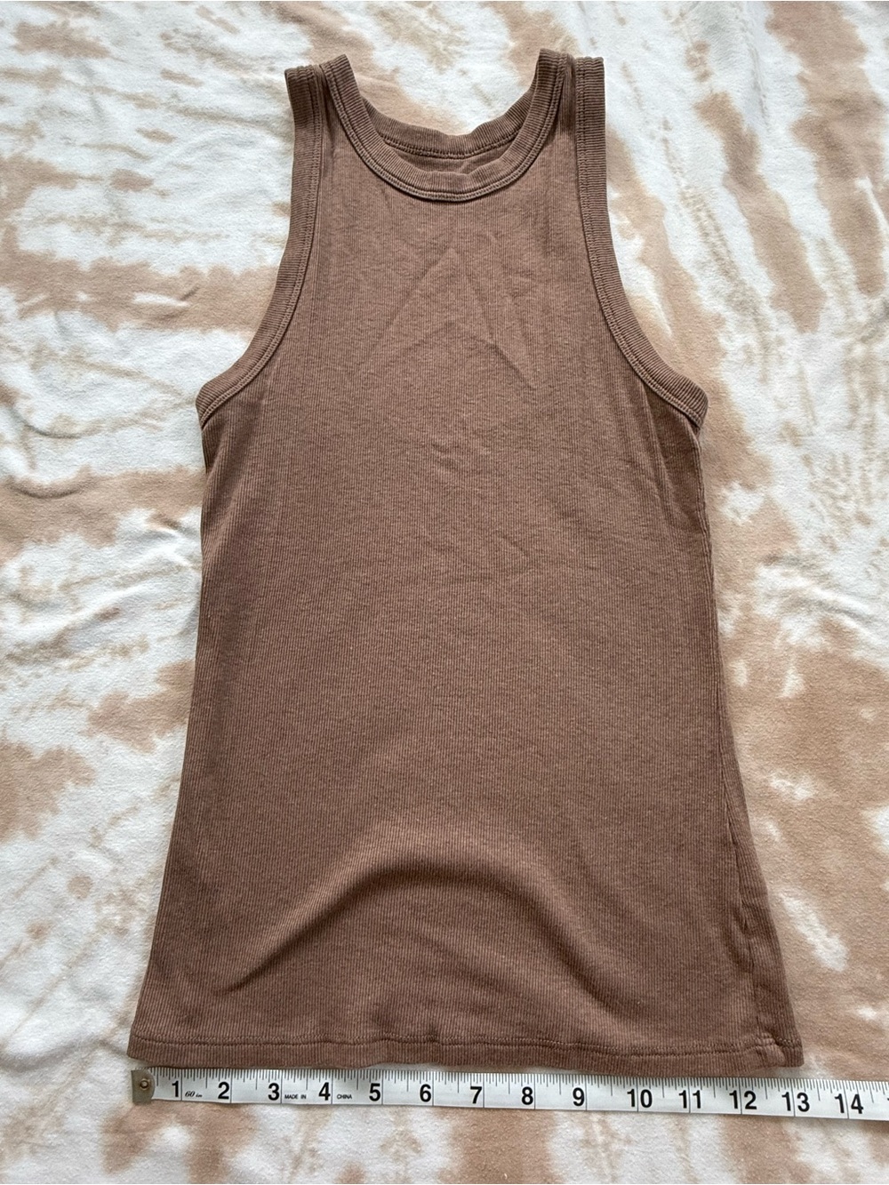 Brown Ribbed Tank Top